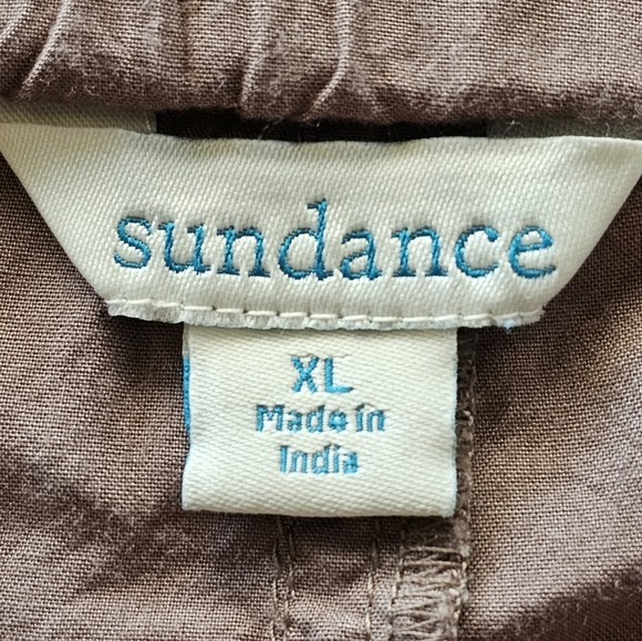 Sundance Wide Leg High Waist Drawstring Embroidered Pants Brown Size XL - Picture 7 of 15